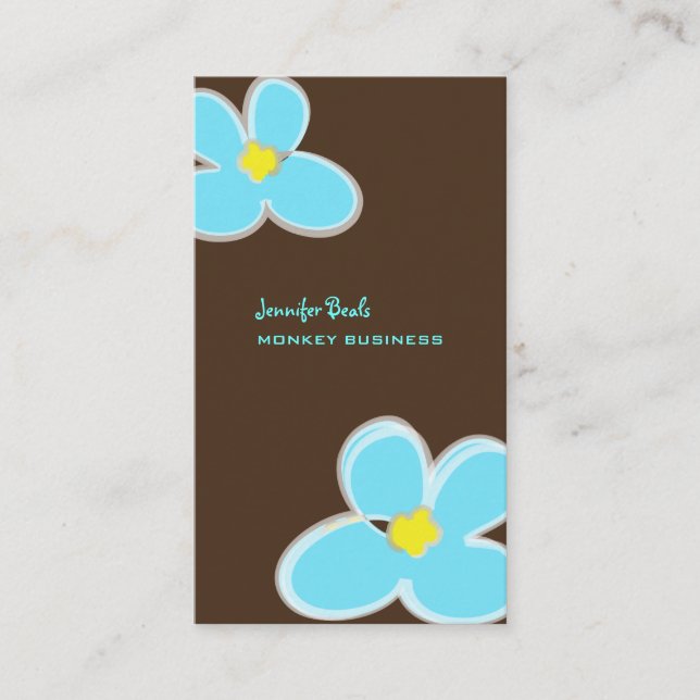 RETRO BLUE PLUMERIAS/DIY BACKGROUND COLOR BUSINESS CARD (Front)