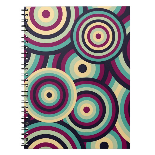 Retro blue-purple discs, abstract pattern. notebook (Front)
