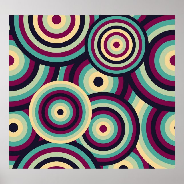 Retro blue-purple discs, abstract pattern. poster (Front)