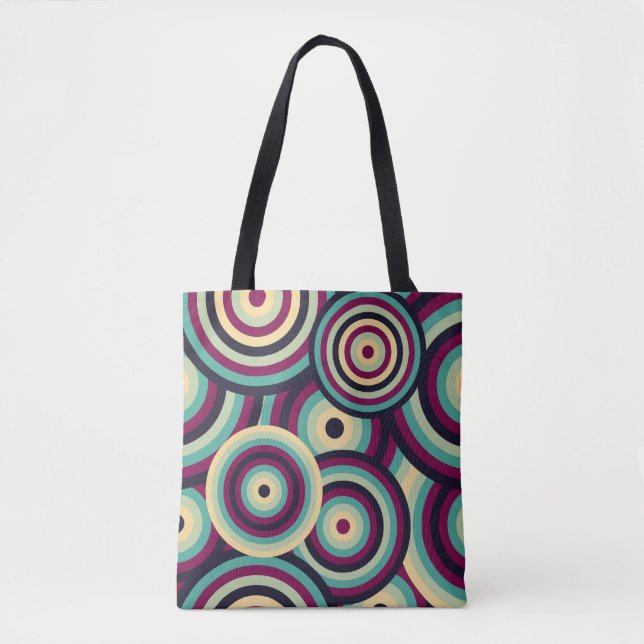 Retro blue-purple discs, abstract pattern. tote bag (Front)