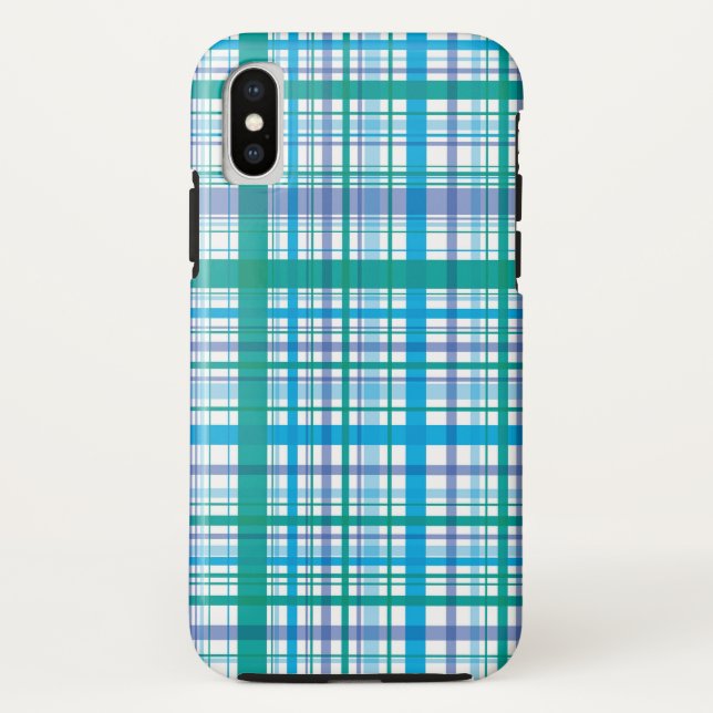 Retro Blue Purple Plaid Checks Pattern Case (Back)