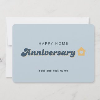 Retro Blue Real Estate Home Anniversary QR Code Card
