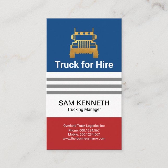 Retro Blue Red Box Truck Logistics Transportation Business Card (Front)