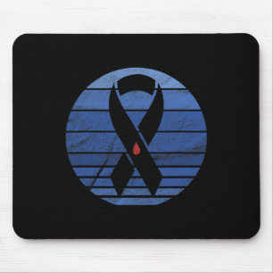 Retro Blue Ribbon Vintage Diabetes Awareness Mouse Mat