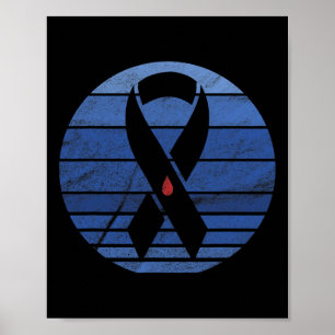 Retro Blue Ribbon Vintage Diabetes Awareness Poster