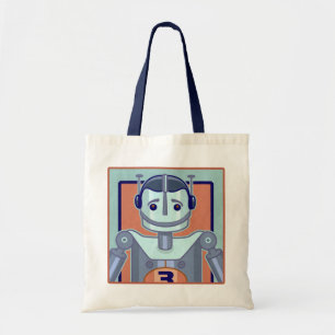 Retro Blue Robot Kids Tote Bag