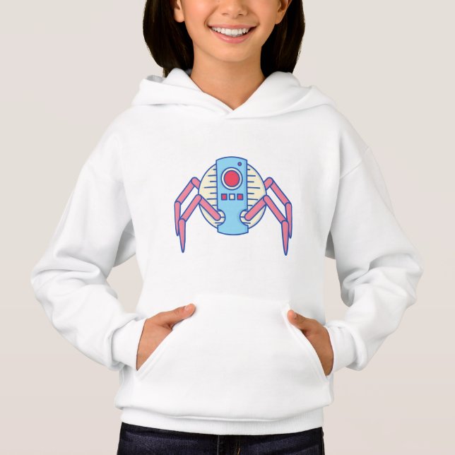 Retro Blue Robot Spider Walker Illustration (Front)