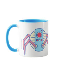 Retro Blue Robot Spider Walker Illustration