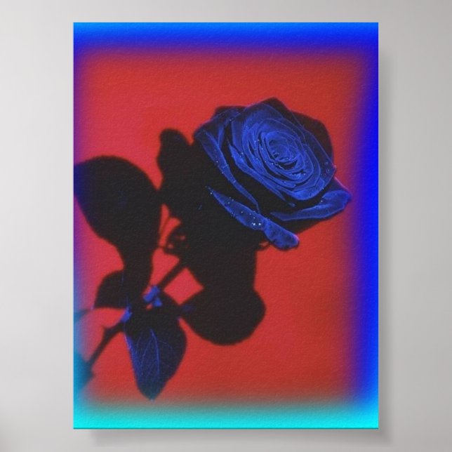 Retro Blue Rose Poster (Front)