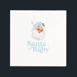 Retro Blue Santa Baby christmas baby shower Napkin<br><div class="desc">retro blue Santa Baby  christmas themed baby shower paper party napkins.</div>