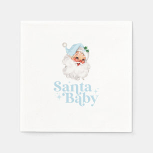 Retro Blue Santa Baby christmas baby shower Napkin