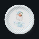 Retro Blue Santa Baby christmas baby shower Paper Plate<br><div class="desc">retro blue Santa Baby  christmas themed baby shower paper party plates.</div>