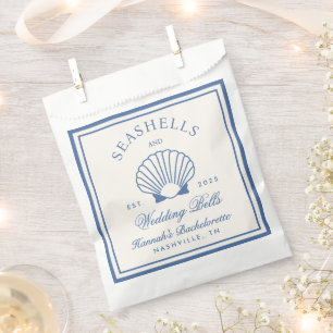 Retro Blue Seashells & Wedding Bells Bachelorette  Favour Bags