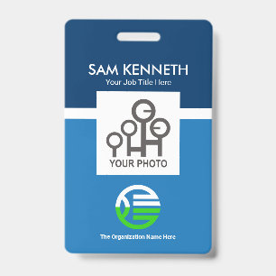 Retro Blue Shades Column Company Photo Template ID Badge