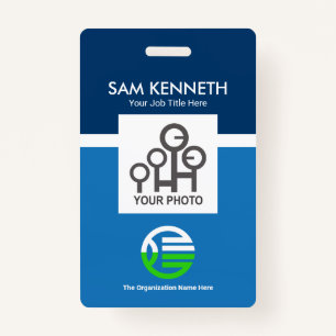 Retro Blue Shades Column Company Photo Template ID Badge