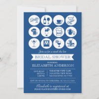 Retro Blue Stock the Bar Bridal Shower Invitation