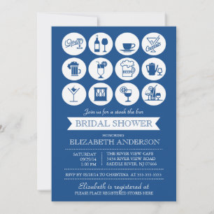 Retro Blue Stock the Bar Bridal Shower Invitation