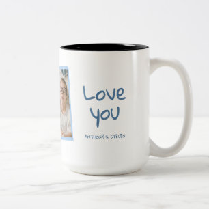 Retro Blue Sunshine Best Mum Ever Custom Photo Two-Tone Coffee Mug
