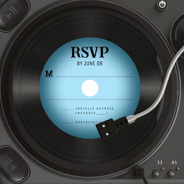 Retro Blue Vinyl Record Wedding RSVP Response (Retro Blue Vinyl Record Wedding RSVP Response
)