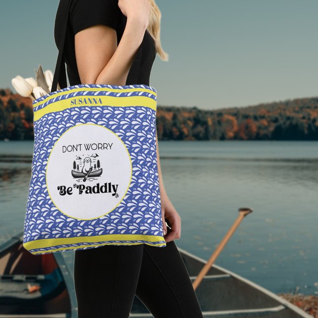 Retro Blue Water Pattern Canoe Otter Personalised  Tote Bag (Creator Uploaded)