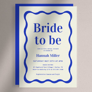 Retro Blue Wavy Colourful Bride To Be Bridal Showe Invitation