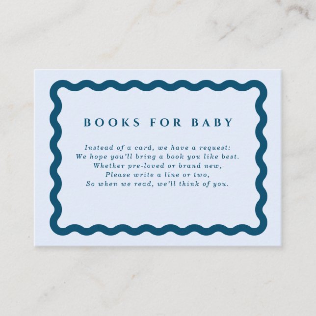 Retro Blue Wavy Frame Books for Baby Enclosure Card (Front)