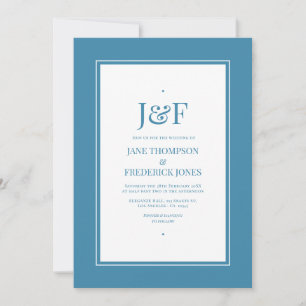 Retro Blue Wedding Invitation