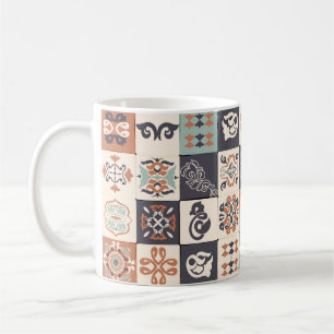 Retro Blue, white and orange Azulejos Pattern Lisb Coffee Mug