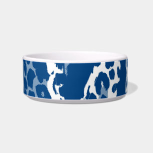 Retro blue white animal print texture of leopard bowl