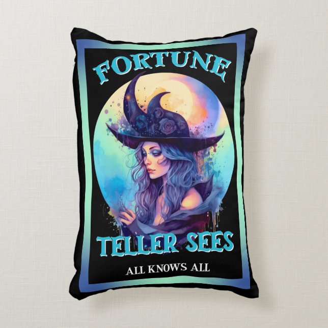 Retro Blue Witch Halloween  Decorative Cushion (Front(Vertical))
