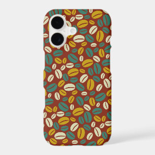 Retro Blue Yellow Brown Java Coffee Beans Pattern 
