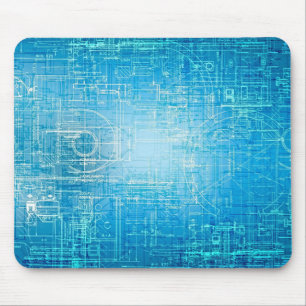 Retro Blueprint Artistic Mouse Pad