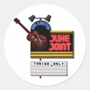 Retro Blues Juke Joint Classic Round Sticker
