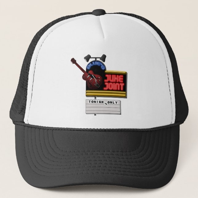 Retro Blues Juke Joint Trucker Hat (Front)