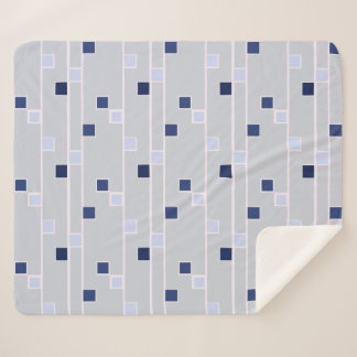 Retro blues stripes and squares sherpa blanket