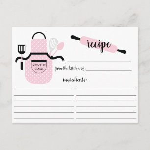 Retro Blush Apron Kitchen Tools Recipe Card