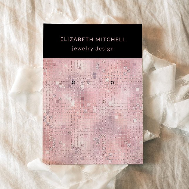 Retro Blush Pink Disco Glam | Earring Display Card (A retro, pink disco look makes these earring display cards totally up to the moment and glam)