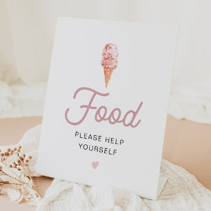 Retro Blush Pink Ice Cream Food Table Sign
