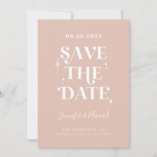 Retro Blush Pink Save The Date Card