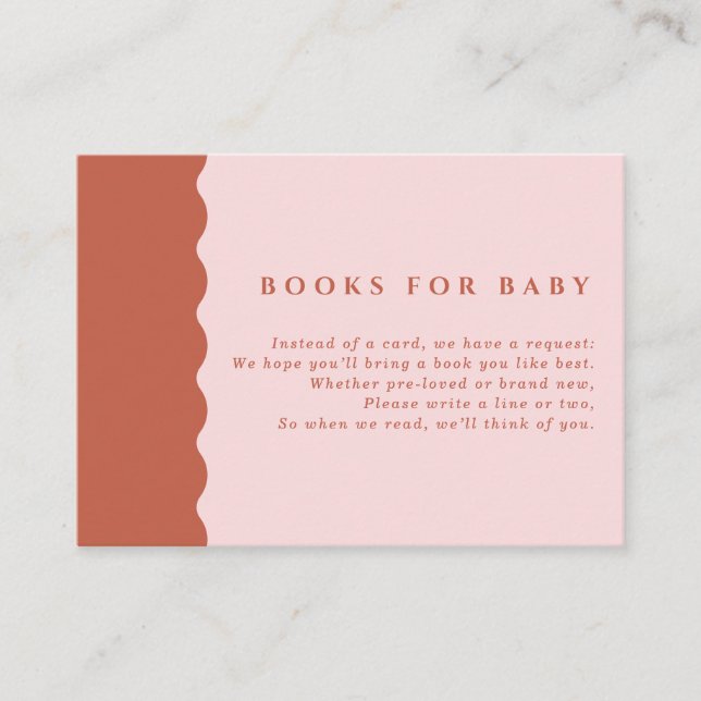 Retro Blush & Terracotta Waves Books for Baby Enclosure Card (Front)