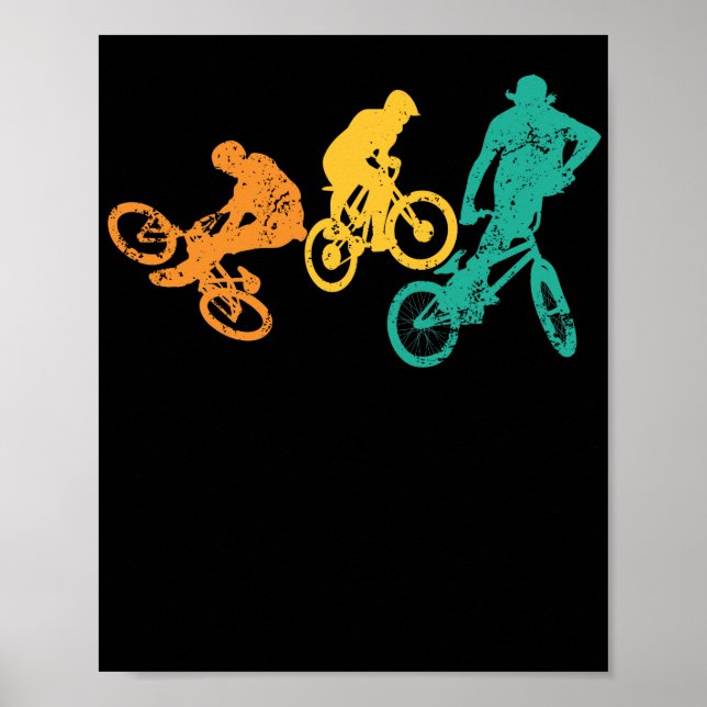 Retro BMX biker race bike tricks stunts Poster (Front)