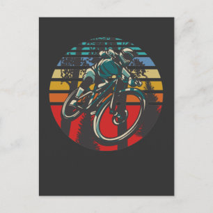 Retro BMX Mountainbike Dirt Offroad Forest Biker Postcard