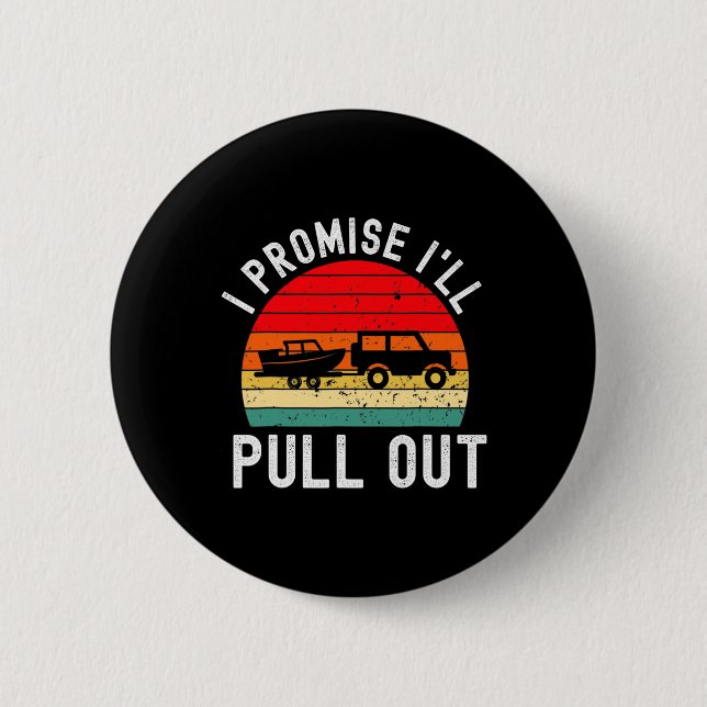 Retro Boating Men Funny Boat Captain Hate Pulling  6 Cm Round Badge (Front)