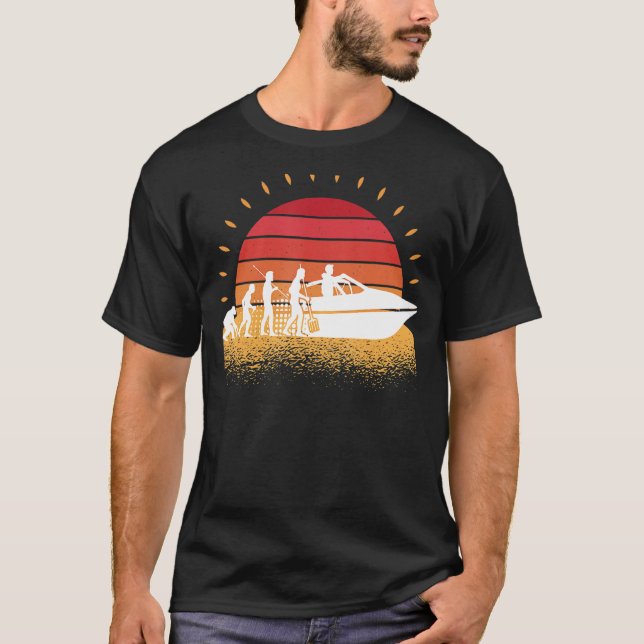 Retro Boating, Motorboat, Funny Motor Boat Captain T-Shirt (Front)
