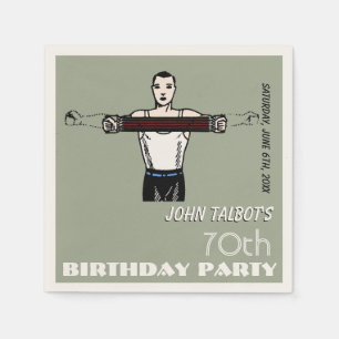 Retro Bodybuilding 70th Birthday Party P Napkin