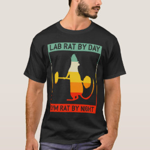 Retro Bodybuilding Lab Rat By Day Gym Rat By Night T-Shirt