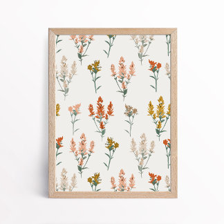 Retro Bohemian Wildflower Botanical Art Poster