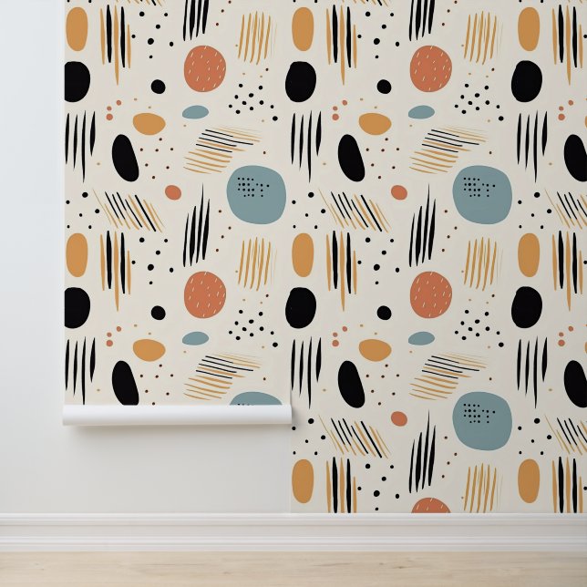 Retro Boho Abstract Modern Collection Wallpaper (Application)