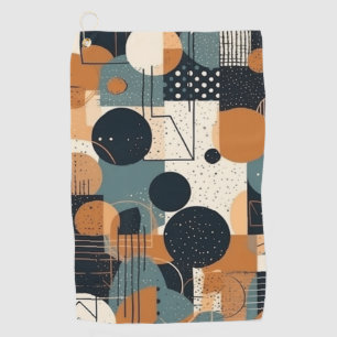 Retro Boho Abstract Shapes Burnt Orange Navy Cream Golf Towel