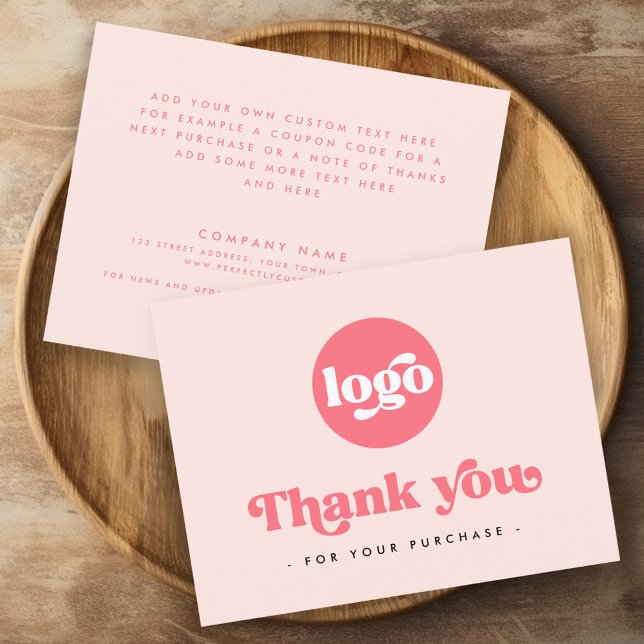 Retro boho add logo blush pink thank you card (Retro boho add logo blush pink thank you card)